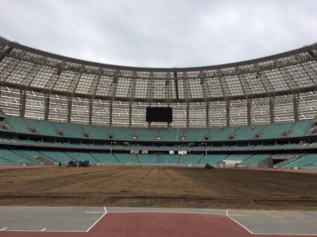 На Бакинском Олимпийском Стадионе начали менять газон – ФОТО
